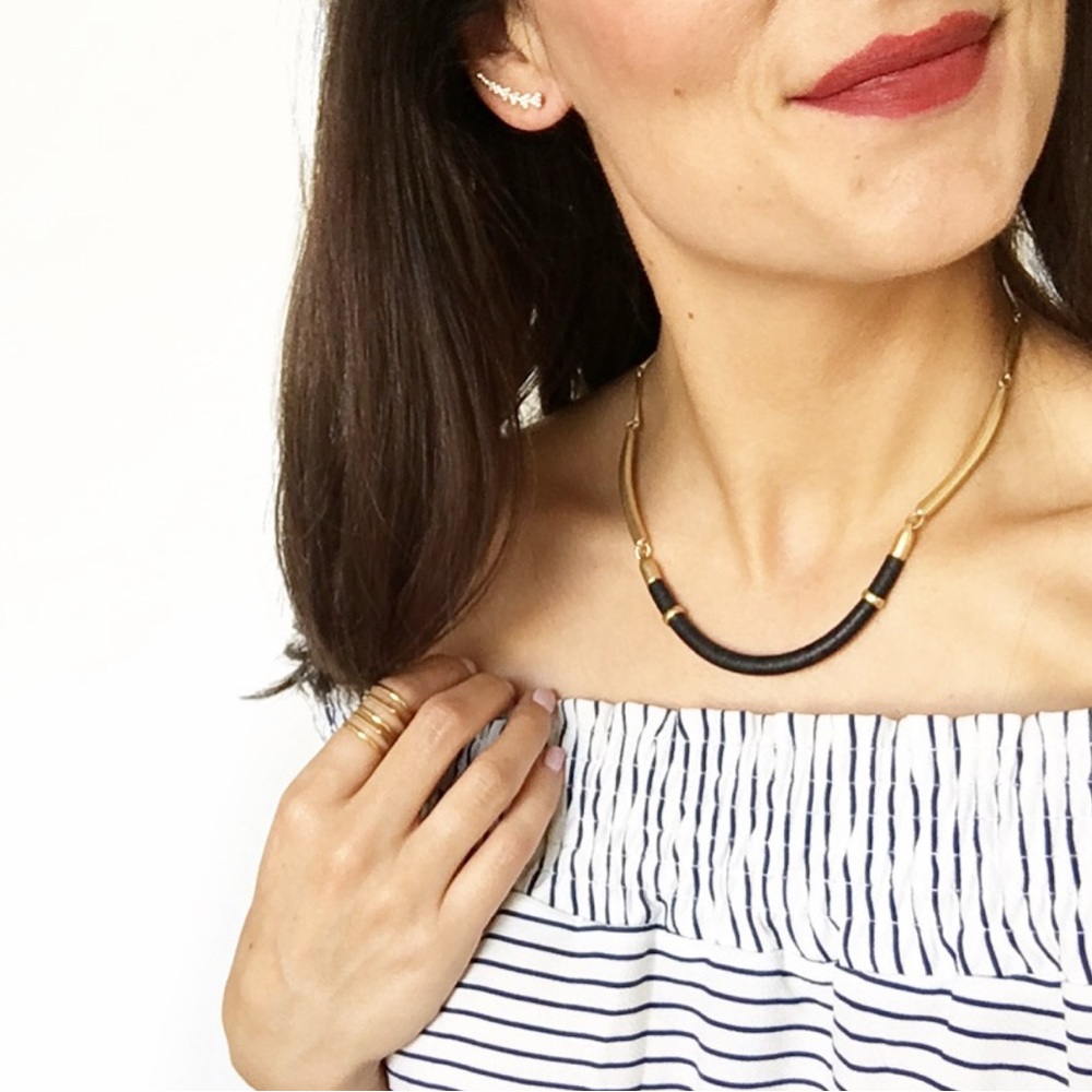Stella and Dot Marcelle Black and Gold Necklace